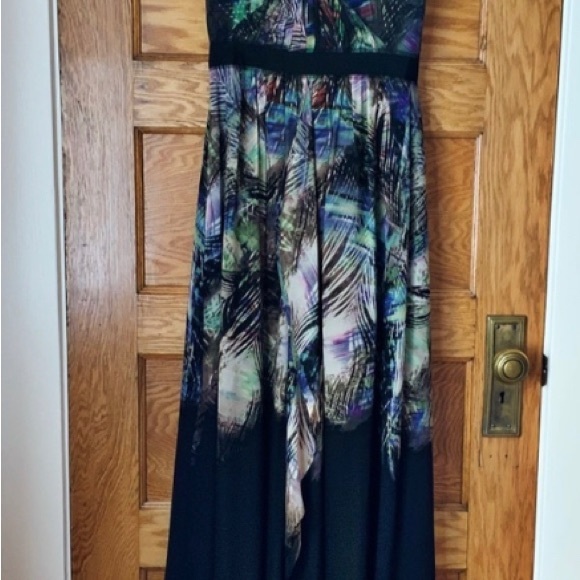 BCBGMAXAZRIA Black Printed Silk Maxi Dress Size 4 - Picture 15 of 16